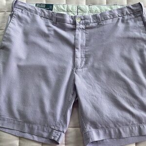 Polo Ralph Lauren Men’s Purple White Gingham Slim Fit Flat Front Shorts Size 38